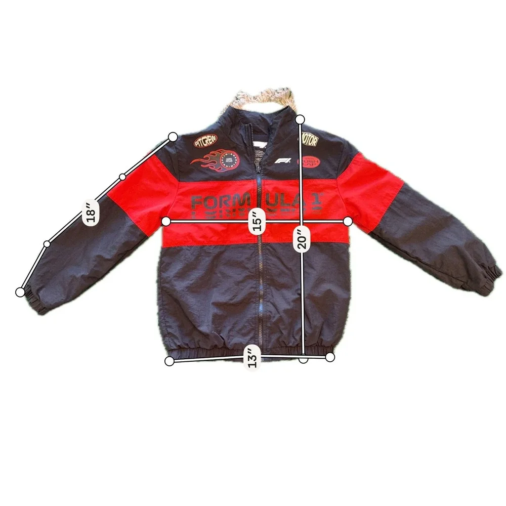 Formula‎ 1 Racing Windbreaker Jacket Kids XS Black Red Good Hybrid Apparel F1